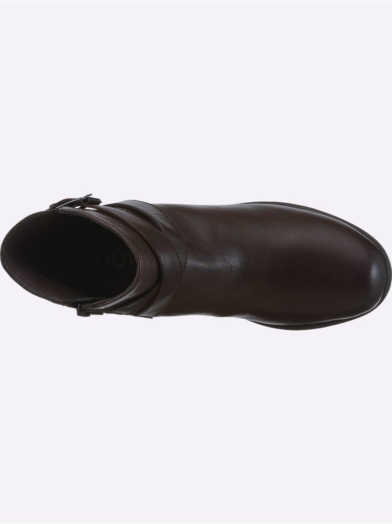 Bottines compensées cuir nappa de vache - taille standard - helline Marron - Kiabi