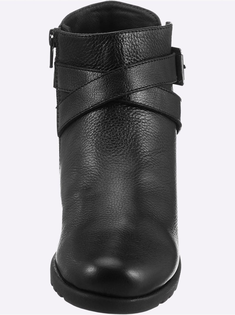 Bottines compensées cuir nappa de vache - taille standard - helline Noir - Kiabi