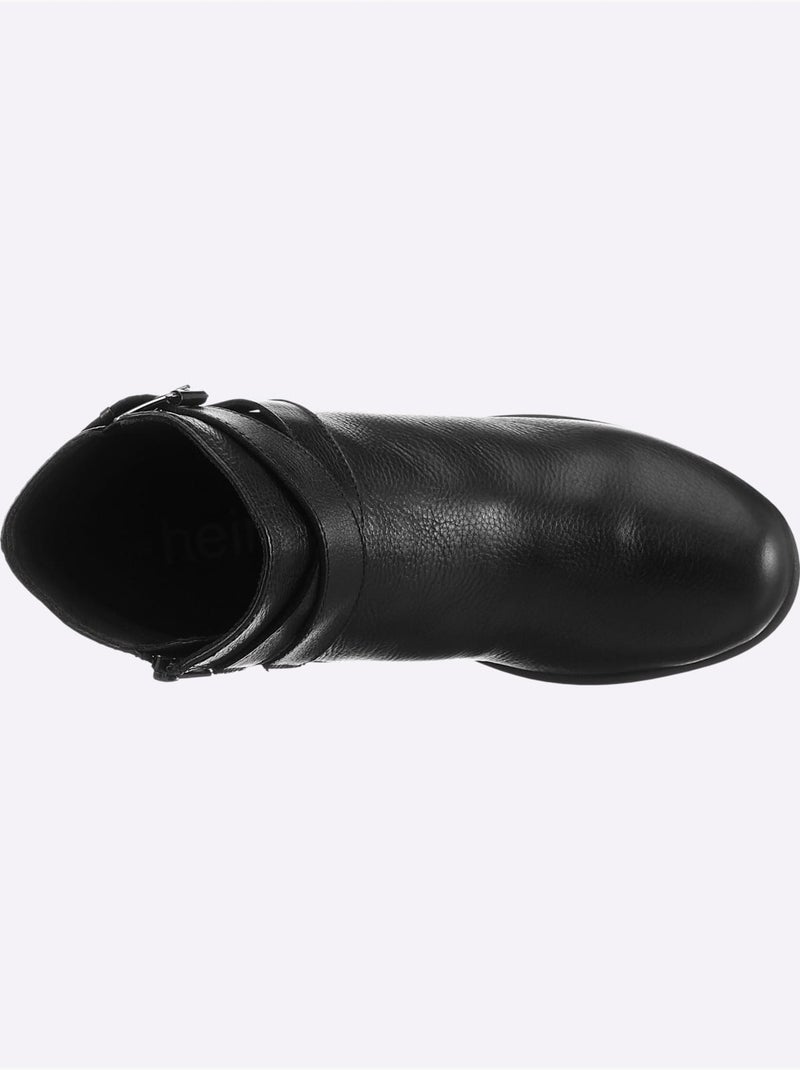 Bottines compensées cuir nappa de vache - taille standard - helline Noir - Kiabi