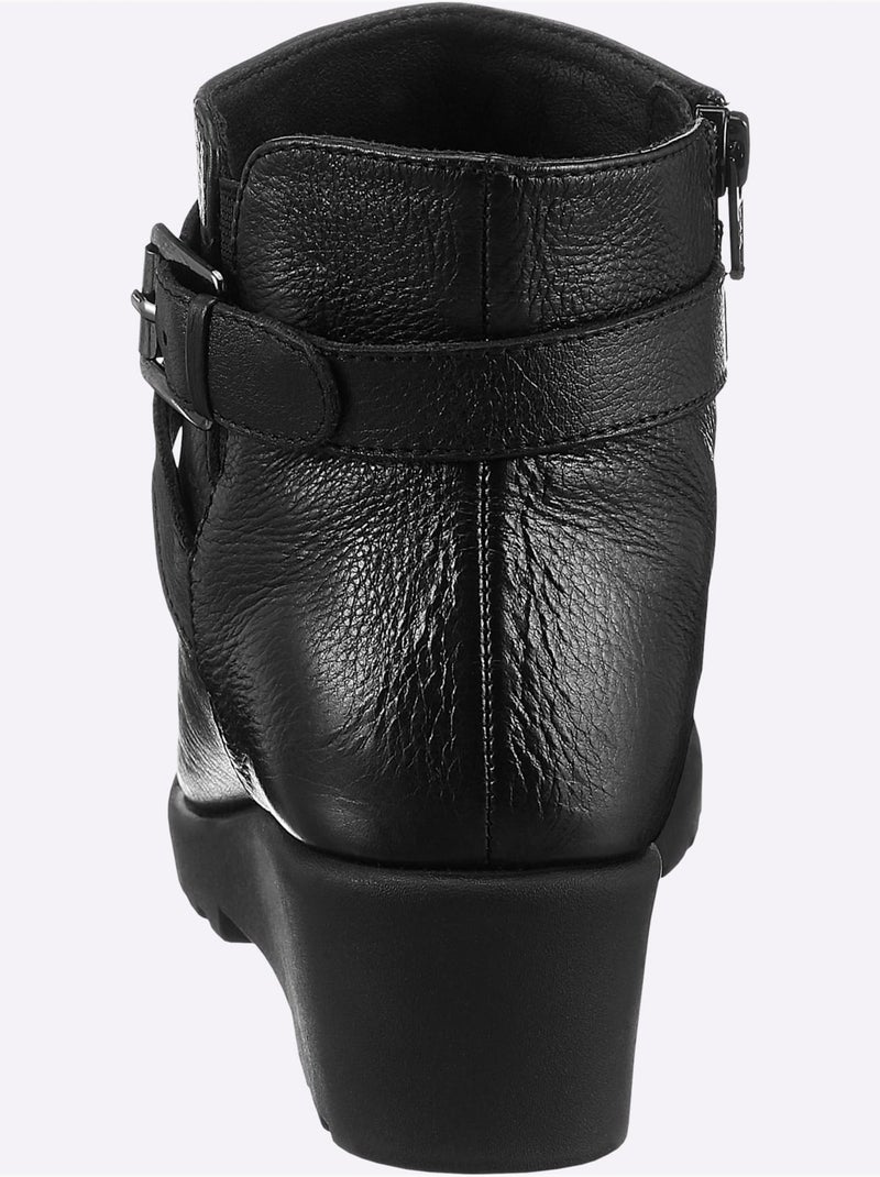 Bottines compensées cuir nappa de vache - taille standard - helline Noir - Kiabi