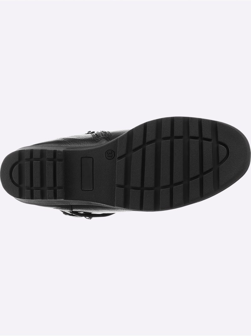 Bottines compensées cuir nappa de vache - taille standard - helline Noir - Kiabi