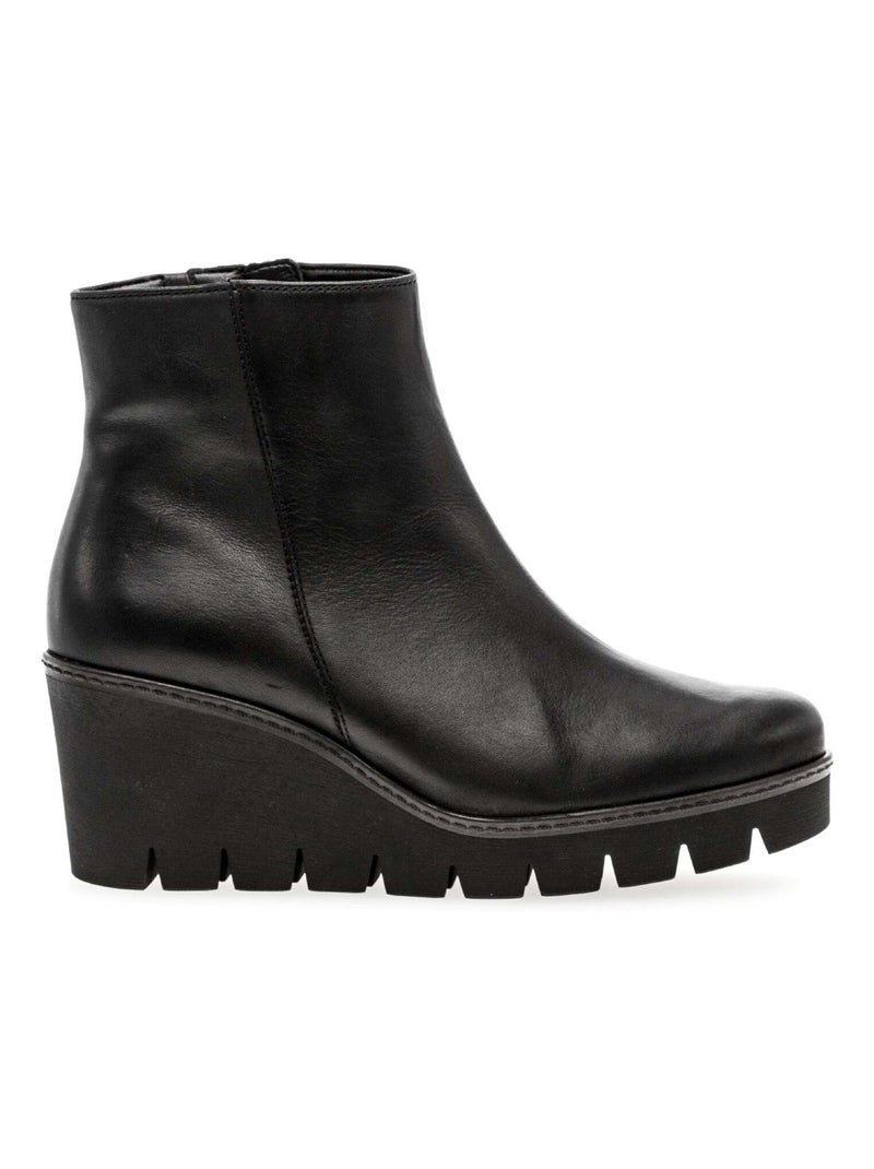 Bottines compensées  en cuir lisse Gabor Noir Noir - Kiabi