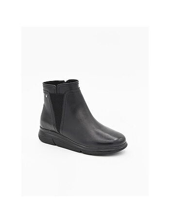 Bottines compensées en cuir noir pour femme