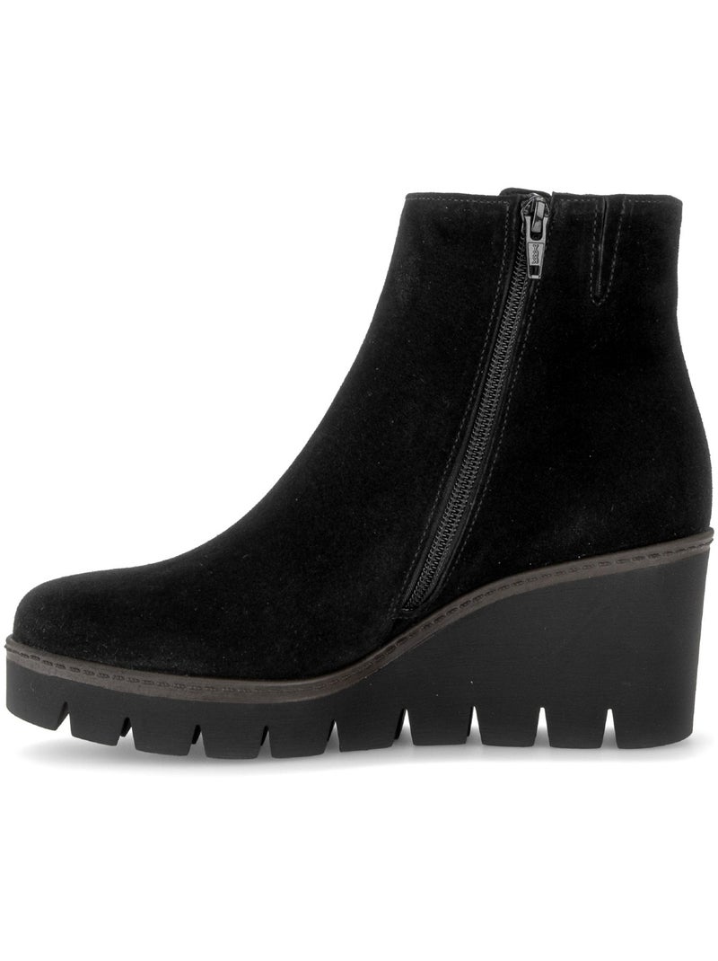 Bottines compensées  en cuir velours Noir Noir - Kiabi