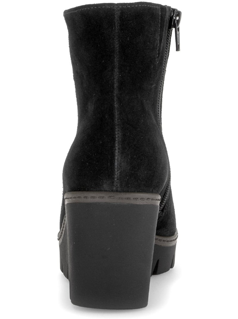 Bottines compensées  en cuir velours Noir Noir - Kiabi