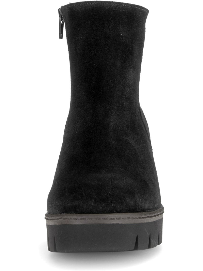 Bottines compensées  en cuir velours Noir Noir - Kiabi