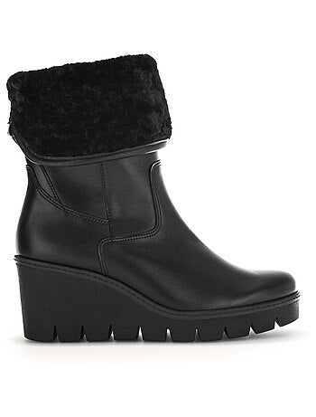 Bottines compensées en cuirtextile