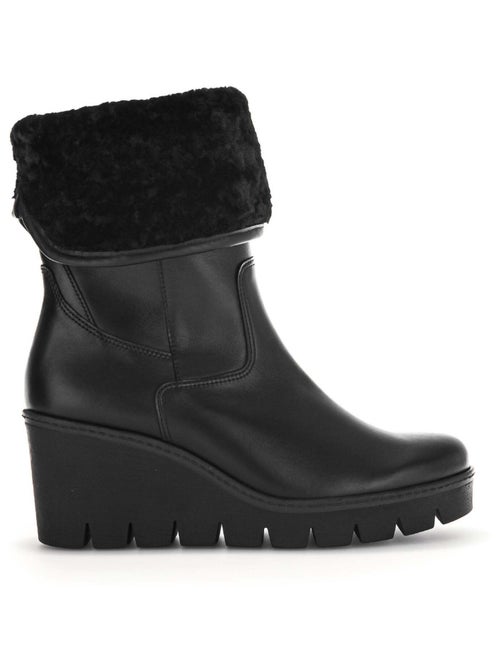 Bottines compensées  en cuirtextile - Kiabi