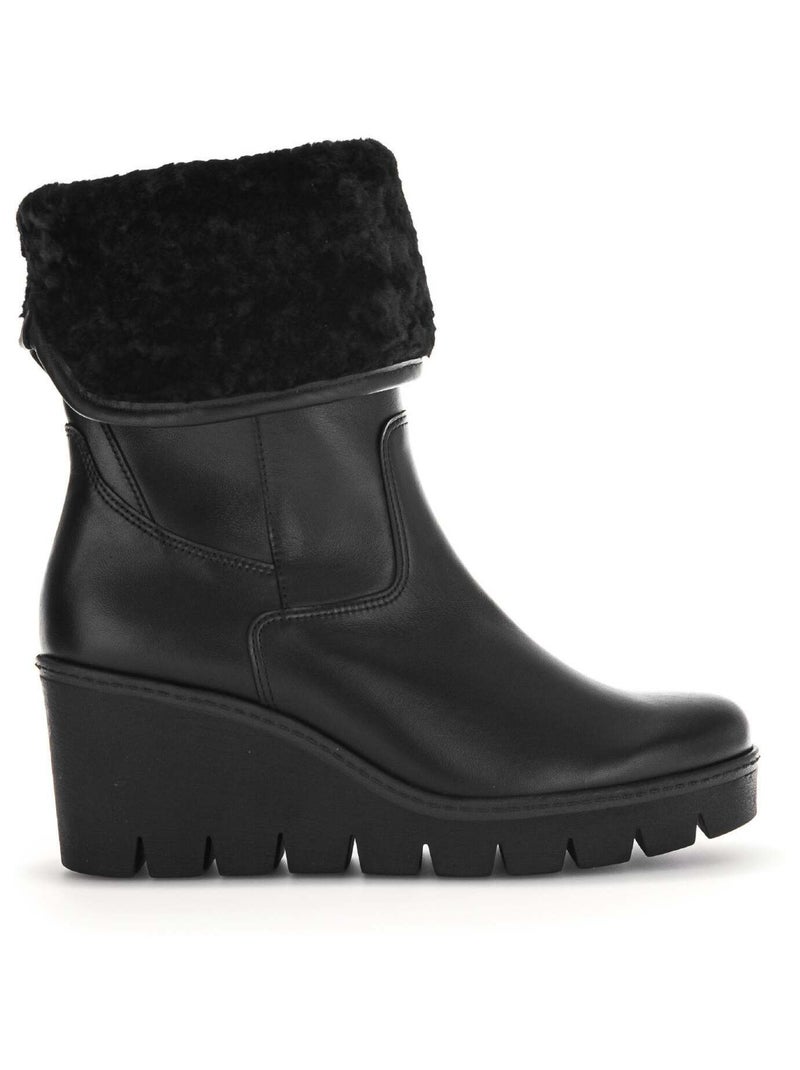 Bottines compensées  en cuirtextile Noir Noir - Kiabi