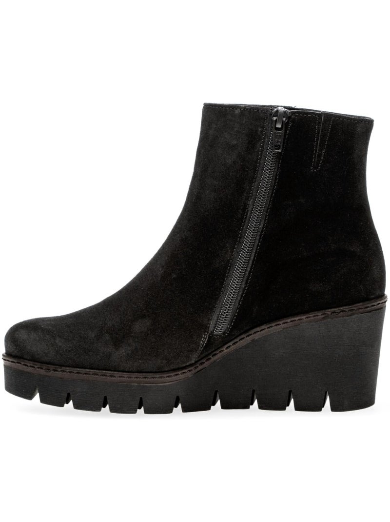 Bottines compensées  en Nubuck Noir - Kiabi