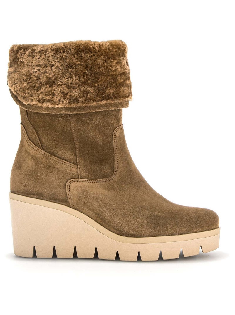 Bottines compensées  en velours Gabor Marron - Kiabi