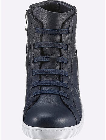 Bottines courtes à lacets en cuir nappa souple et confortable - Taille standard - Helline