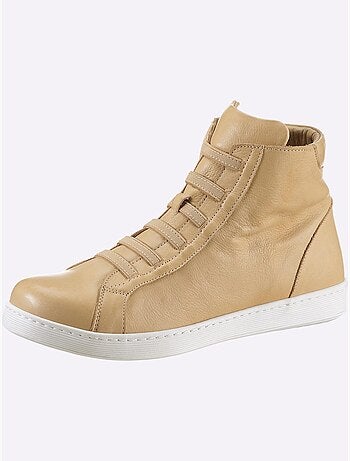 Bottines courtes à lacets en cuir nappa souple et confortable - Taille standard - Helline