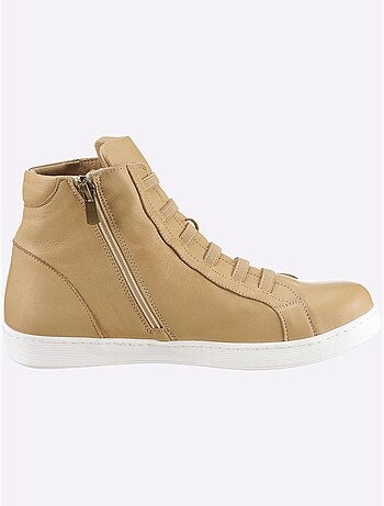 Bottines courtes à lacets en cuir nappa souple et confortable - Taille standard - Helline