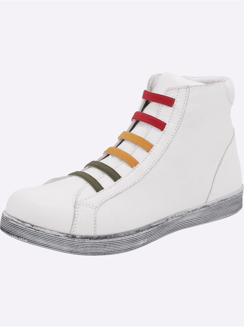 Bottines courtes en cuir nappa avec bandes élastiques confortables - Taille standard - Helline - Kiabi