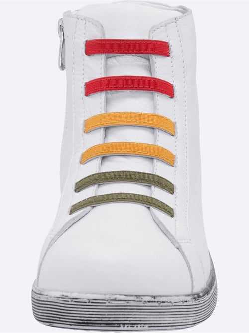 Bottines courtes en cuir nappa avec bandes élastiques confortables - Taille standard - Helline - Kiabi