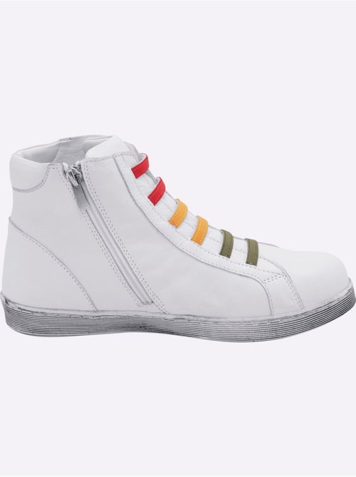 Bottines courtes en cuir nappa avec bandes élastiques confortables - Taille standard - Helline - Kiabi