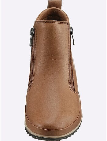 Bottines sportives en cuir avec glissière et semelle en caoutchouc - Taille standard - Helline