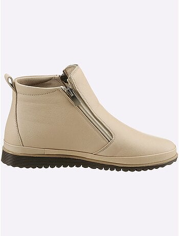 Bottines sportives en cuir avec glissière et semelle en caoutchouc - Taille standard - Helline