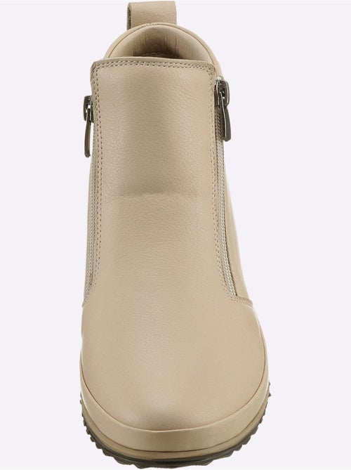 Bottines courtes en cuir nappa avec glissière et semelle en caoutchouc - Taille standard - Helline - Kiabi
