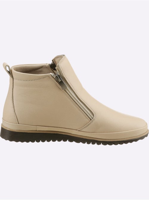 Bottines courtes en cuir nappa avec glissière et semelle en caoutchouc - Taille standard - Helline - Kiabi