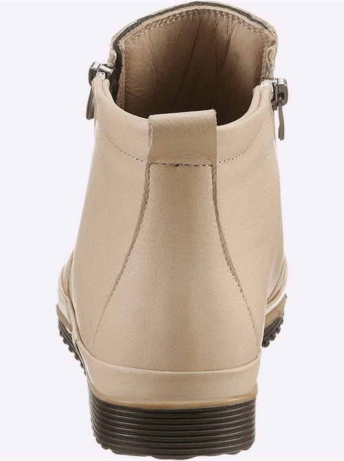 Bottines courtes en cuir nappa avec glissière et semelle en caoutchouc - Taille standard - Helline - Kiabi