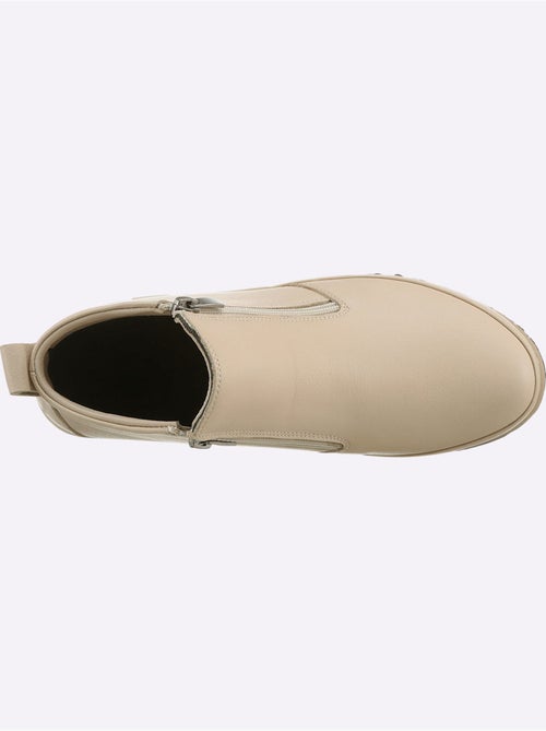 Bottines courtes en cuir nappa avec glissière et semelle en caoutchouc - Taille standard - Helline - Kiabi