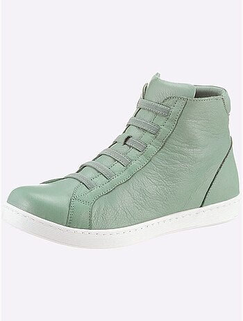 Bottines courtes à lacets en cuir nappa souple et confortable - Taille standard - Helline