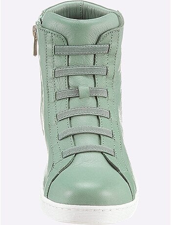 Bottines courtes à lacets en cuir nappa souple et confortable - Taille standard - Helline