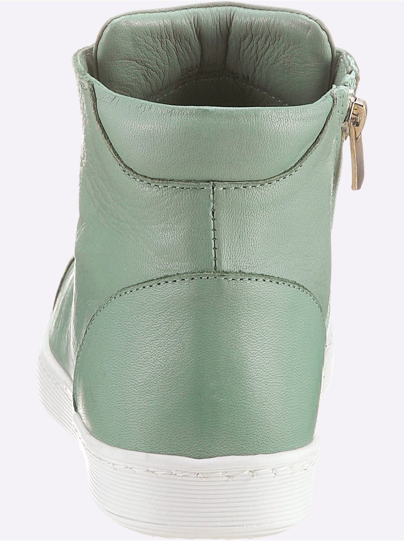 Bottines courtes en cuir nappa avec lacets et semelle en cuir - Taille standard - Helline Menthe - Kiabi