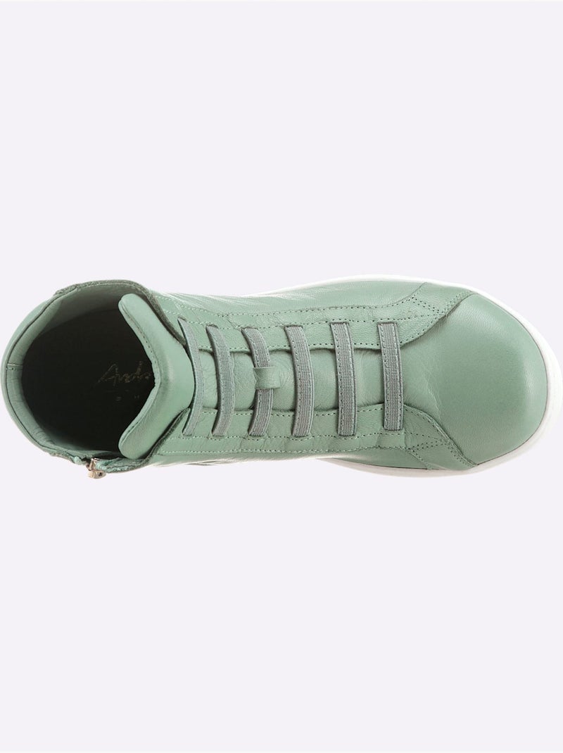 Bottines courtes en cuir nappa avec lacets et semelle en cuir - Taille standard - Helline Menthe - Kiabi