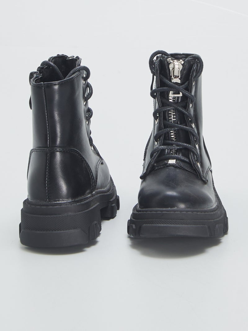 Bottes Rangers Noires Mixte Taille 41 - Style Punk, Semelle Crantée, Portées 1 Fois