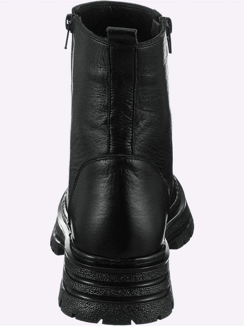 Bottines cuir d'agneau nappa très doux - taille standard - helline Noir - Kiabi