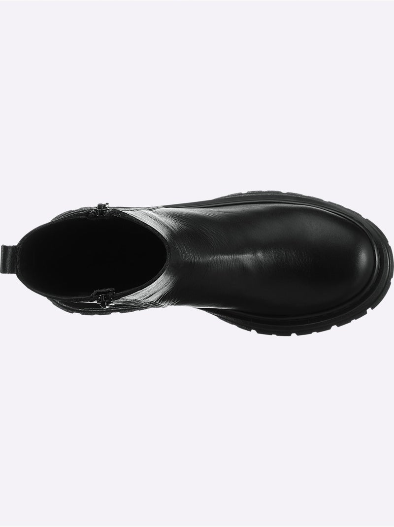 Bottines cuir d'agneau nappa très doux - taille standard - helline Noir - Kiabi