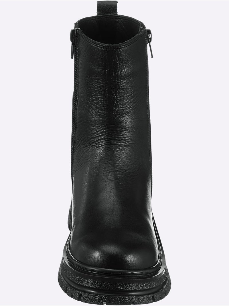 Bottines cuir d'agneau nappa très doux - taille standard - helline Noir - Kiabi