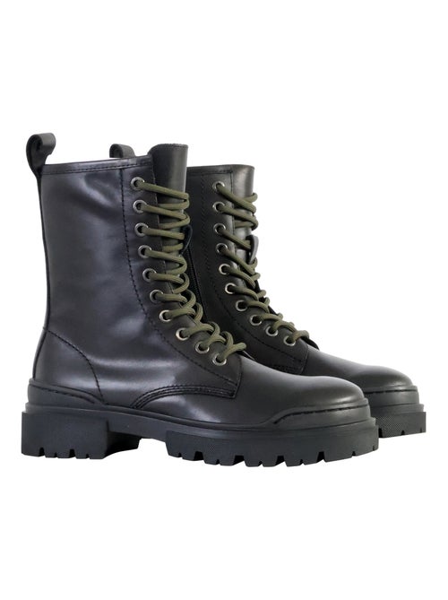 Bottines Cuir Emilie Karston Mauve - Kiabi