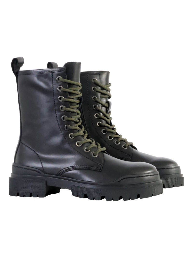 Bottines Cuir Emilie Karston Mauve Noir - Kiabi
