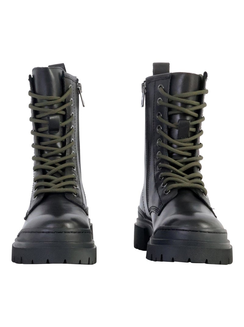 Bottines Cuir Emilie Karston Mauve Noir - Kiabi