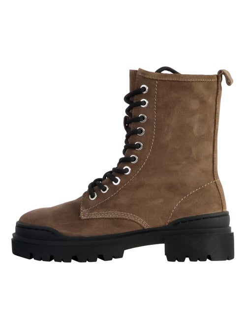 Bottines Cuir Emilie Karston Mauve - Kiabi