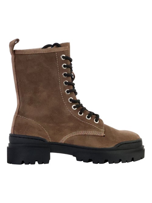 Bottines Cuir Emilie Karston Mauve - Kiabi