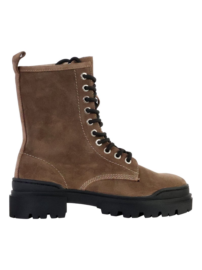 Bottines Cuir Emilie Karston Mauve Taupe - Kiabi