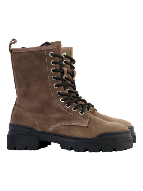 Bottines Cuir Emilie Karston Mauve - Kiabi