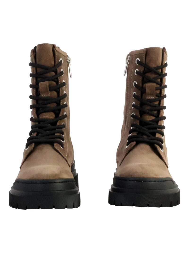 Bottines Cuir Emilie Karston Mauve Taupe - Kiabi