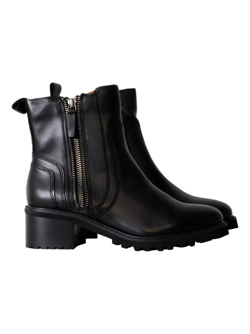 Bottines Cuir Emilie Karston Settia Noir - Kiabi