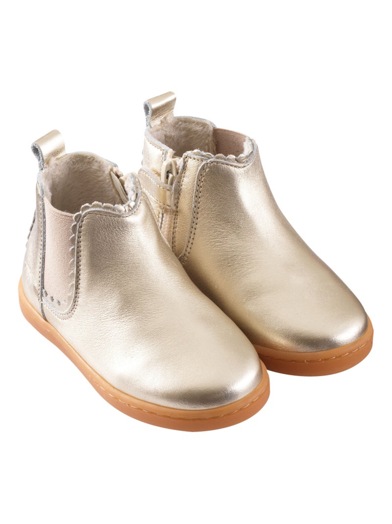 Bottines cuir fourrées enfant Rosy Doré/or - Kiabi