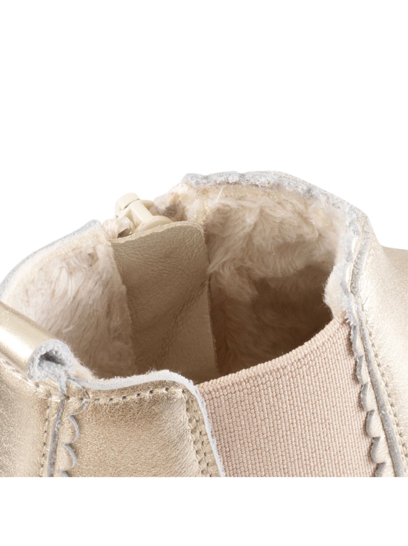 Bottines cuir fourrées enfant Rosy Doré/or - Kiabi
