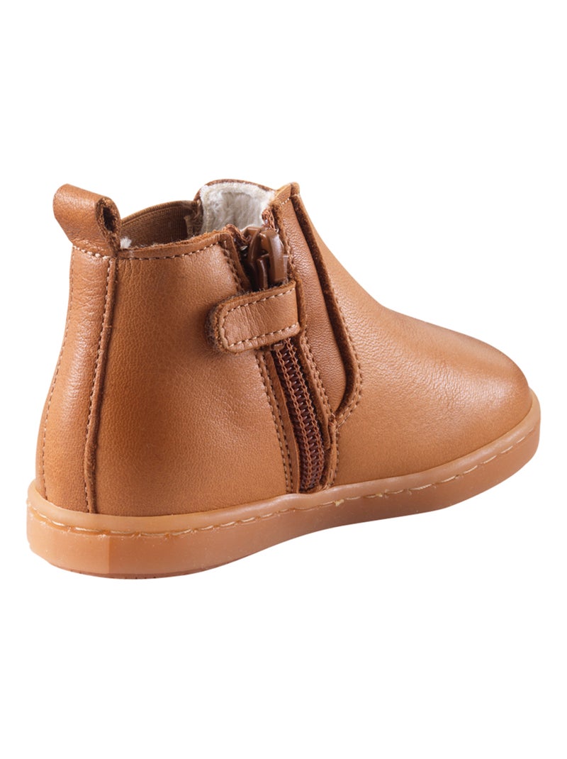 Bottines cuir fourrées enfant Rosy Marron - Kiabi