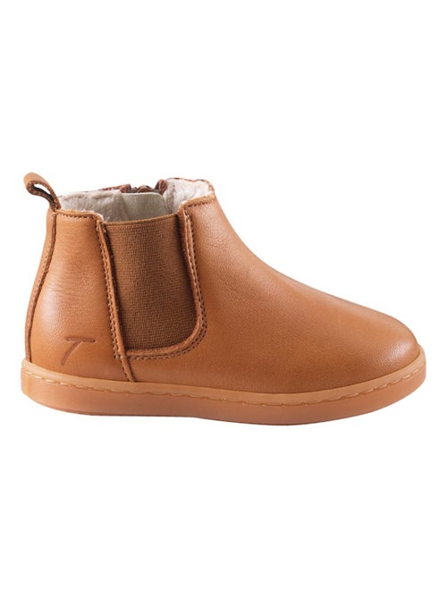 Bottines cuir fourrées enfant rosy - Kiabi