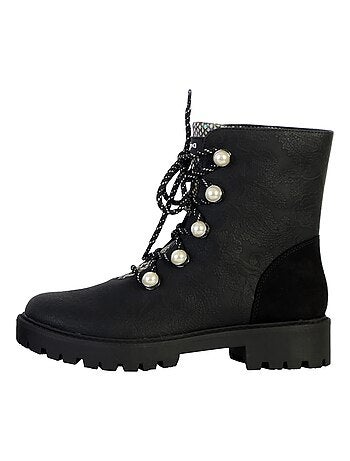 Bottines Cuir Montante Desigual Biker Pearl