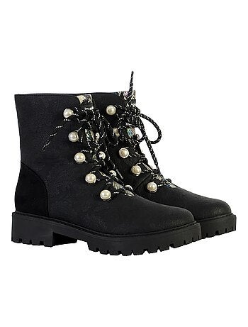 Bottines Cuir Montante Desigual Biker Pearl